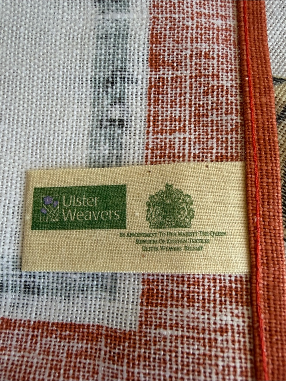 Ulster “Cats in Waiting” Orange Irish Linen Tea Towel - Picture 2 of 10